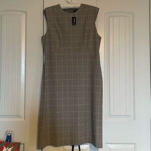 Express Gray and Pink Plaid Sleeveless Midi Dress
